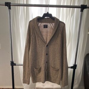 Abercrombie Tan Speckled Shawl Collar Cardigan Sweater Size xL Wool Blend W-11